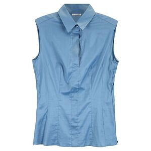 Boss Sleeveless Top in Blue Cotton